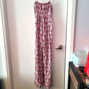 NWOT AFRM pink garden smocked wide leg jumpsuit